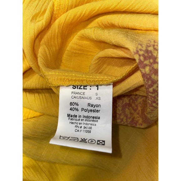 Jacques Ruc Yellow Tie Open Front Blouse Size: 1 / XS - Picture 5 of 5